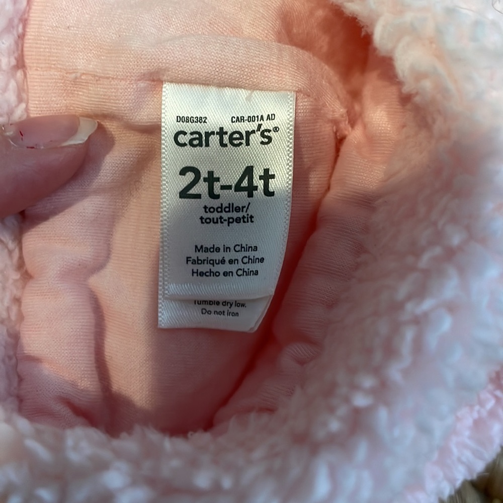 CARTERS UEC Toddler Girl 2t-4t pink mitten and hat Sherpa set fuzzy bear ears - Picture 5 of 10